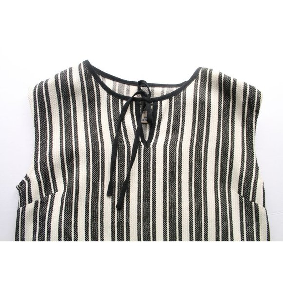 Baum Und Pfergarten Aralda Dress Stripe Fringe Hem Ecru Black Size 40/ L - Picture 6 of 10